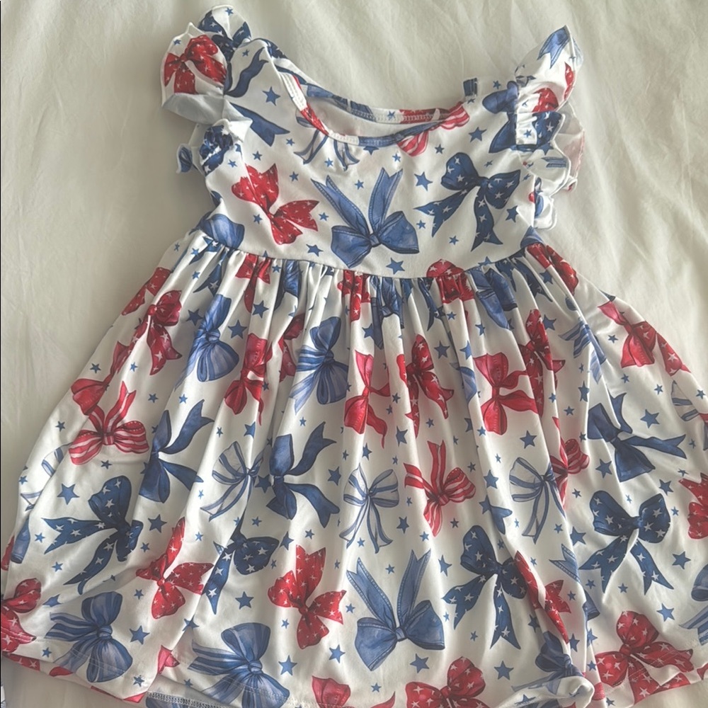 Red and Blue Ruffled Tiered Sundress